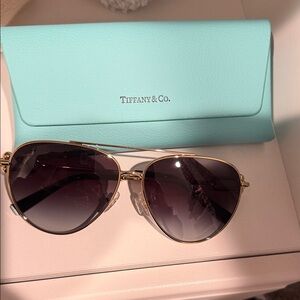 Tiffany & Co. Gold Frame Sunglasses with Black Lenses